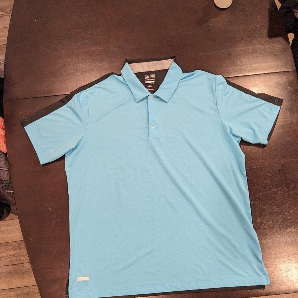 Adidas Puremotion CoolMax Mens Golf Polo Shirt Blue Black XL RN88387